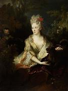 Nicolas de Largilliere Portrait of a lady with a dog and monkey. France oil painting artist
